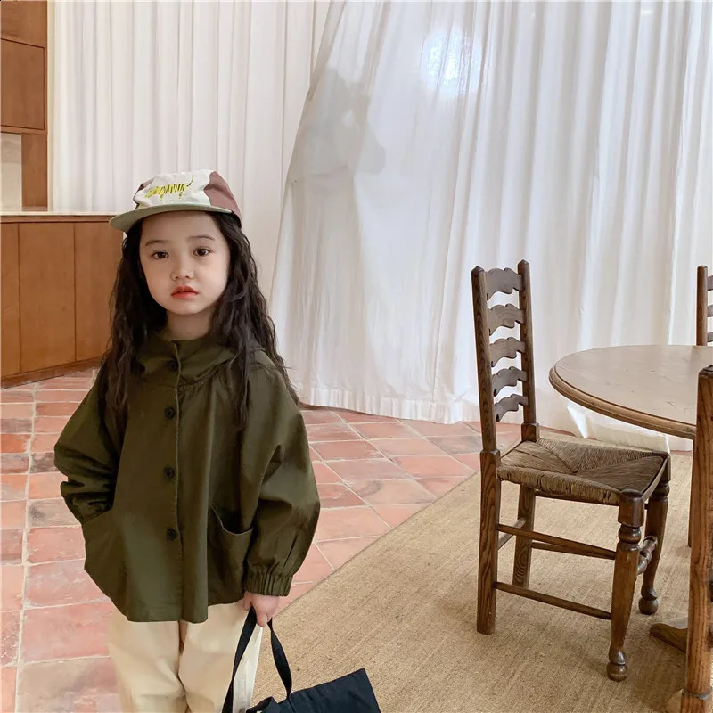 Children Clothing Kids Fashion Hooded Trench Coat Spring and Autumn Korean Style Boy Loose Casual Long Sleeved Coat 250206