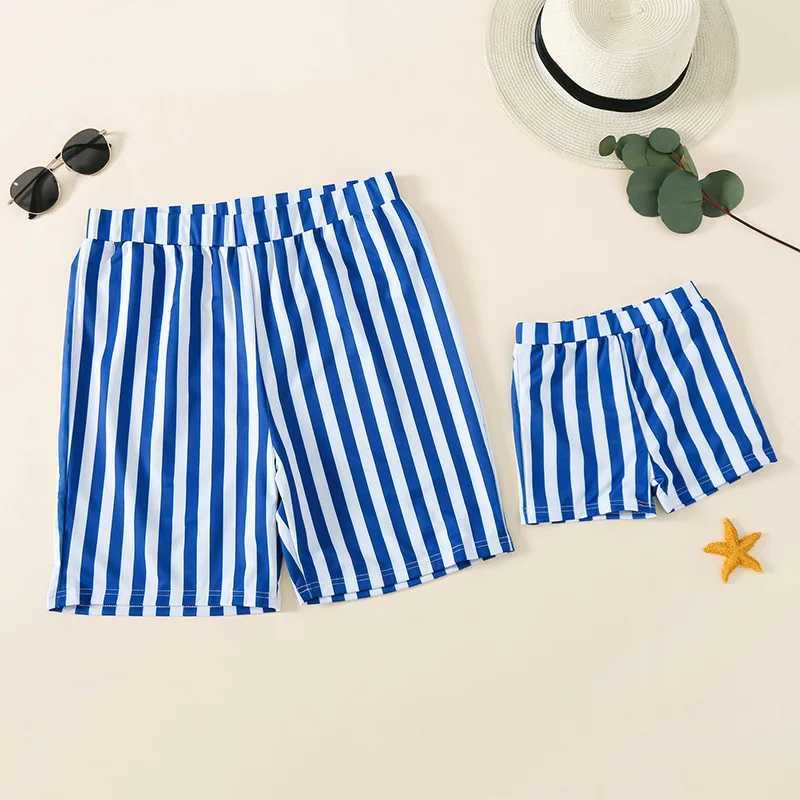 Family Swimwear Striped Mommy and Me Swimsuit Mother Daughter Bikini Family Mtching Clothes Dad Son Swim Trunks Beach Shorts W250207