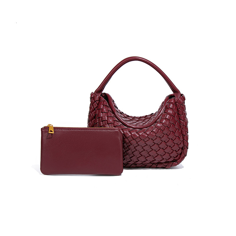 New Advanced Sense Woven Bag Light Luxury Pu Pure Hand Handbag Single Shoulder Crossbody Ingot Dumpling Bag Basket Bag for Women