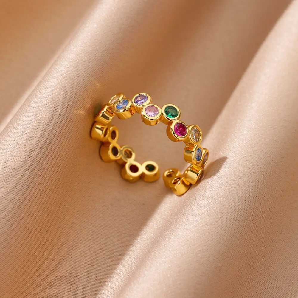 Zircon Geometric Heart Rings For Women Stainless Steel Gold Color Wedding Ring Luxury Aesthetic Jewelry Couple Gift 2024 W250207