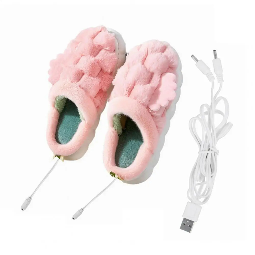 USB Men Women Heated Footwear Couple Foot Warmer Shoes Electric Heating Shoes Winter Warm Plush Slippers Indoor Home Slippers 250120