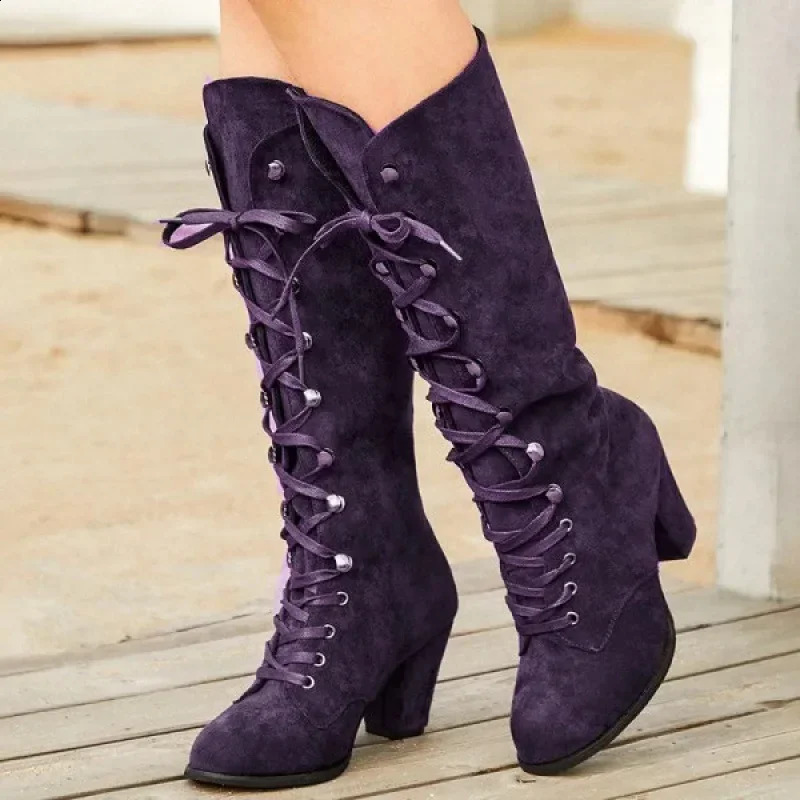 Trendy Womens Boots Autumn Winter Roman Knight High Round Toe Thick Sole Height Increasing Anti Slip Shoes 250117