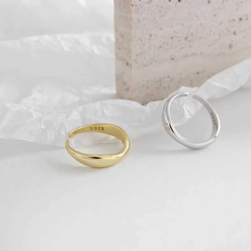 XIYANIKE Silver Color Irregular Wave Rings Trendy Simple Geometric Handmade Jewelry for Women Couple Size 17mm Adjustable W250207