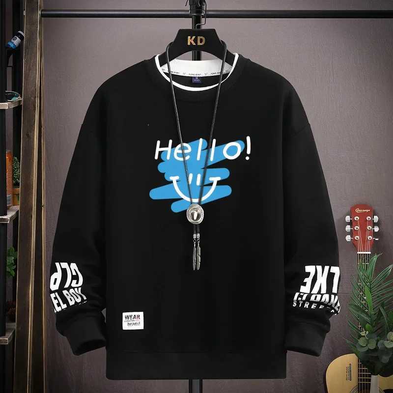 Spring and Autumn Mens Sportswear Japanese Cartoon Cat Sportswear Long Sleeve O-Neck T-shirt Harajuku Street Mens Wear 2024 W250207