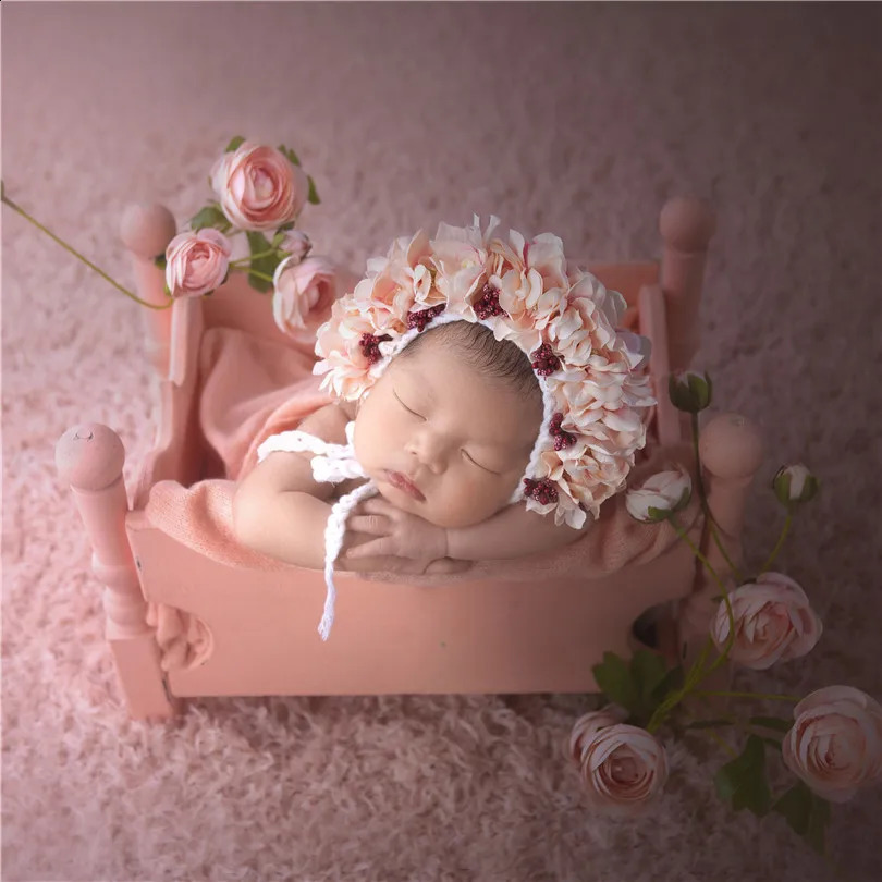 Pink Sunflower Garden Floral Bonnet Hat Knit born Flower Bonnet Pography Shoot Baby Girl Hat Po Props 250206