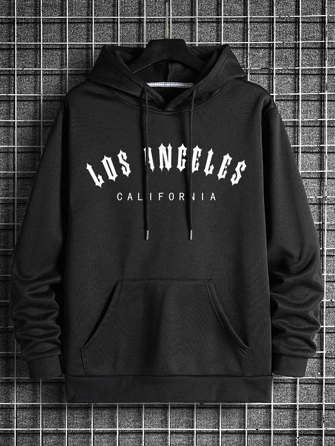 Los Angeles Art Letter Pattern Hoodie Mens Crewneck Hip Hop Sweatshirt Autumn Casual Clothing Wool Mens Super Large Hoodie W250207
