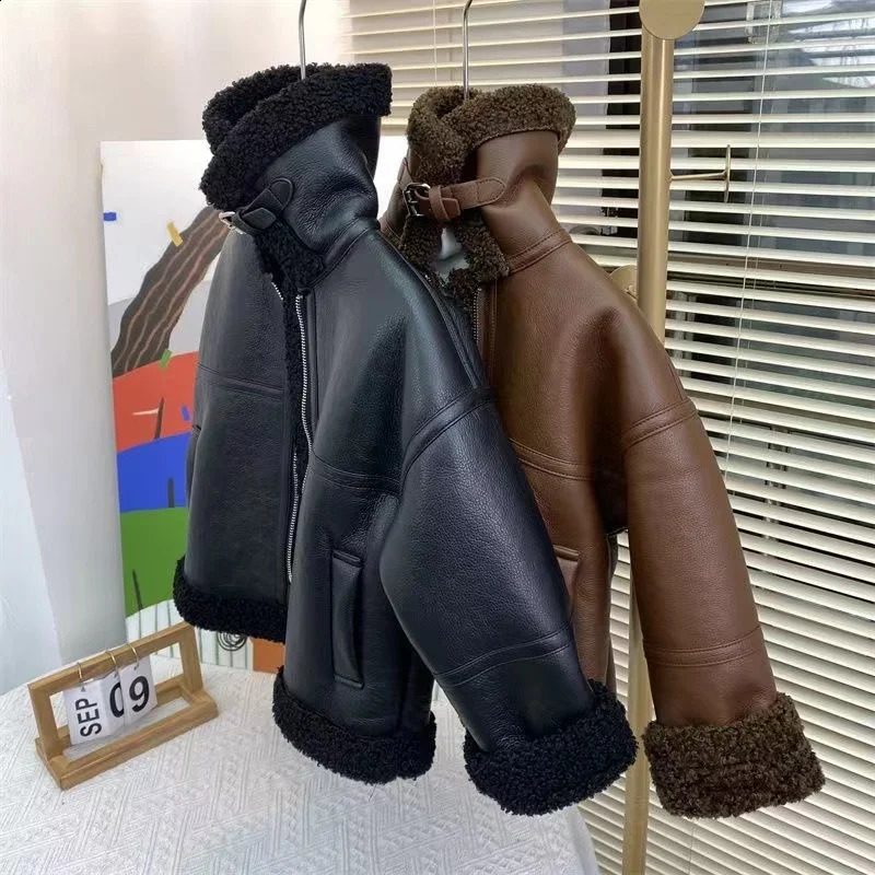 Boy Jackets Leather Fleece Thickness Kids Coats Fashion Children Outerwear Winter Autumn -A0122 250206