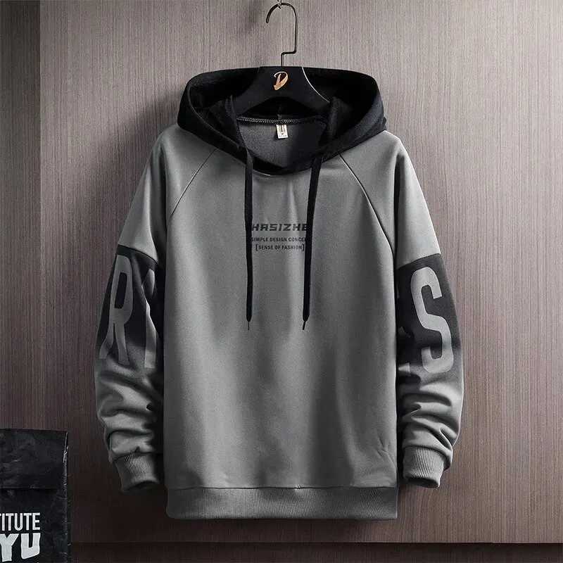 Mens autumn and winter new casual edition comparison floral print long sleeved hooded sweatshirt W250207
