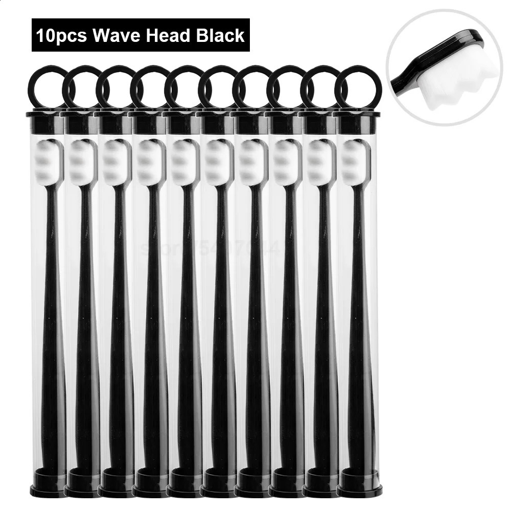 Ultra-thin Toothbrushes Wave Nano Million Bristles Micro Soft Tooth Brush With Holder Portable Oral Care Eco Product Kit 10pcs 250206