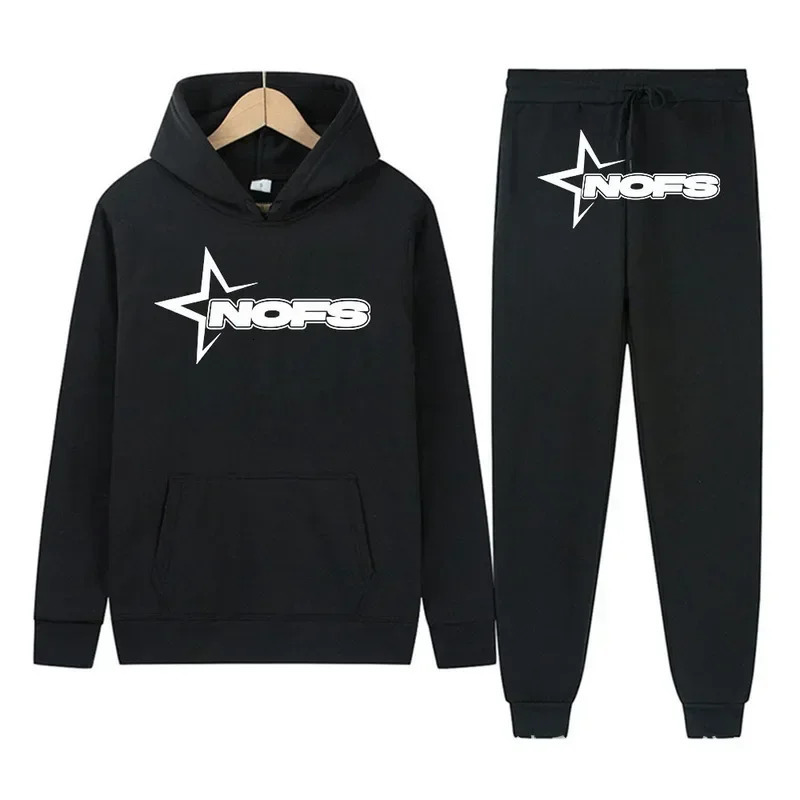 NOFS printed mens sportswear hoodie and jogging pants 2piece gym set Conjun 250207