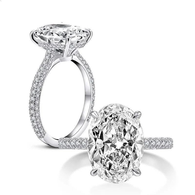 Solitaire Oval 4ct Lab Diamond cz Ring 100% Original 925 sterling silver Engagement Wedding band Rings for Women Bridal Jewelry 250121