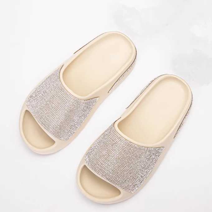 2024 new womens/men shoes with diamd face thin fl thick bottom slippers sandals outdoor beac 36-45XJ250207