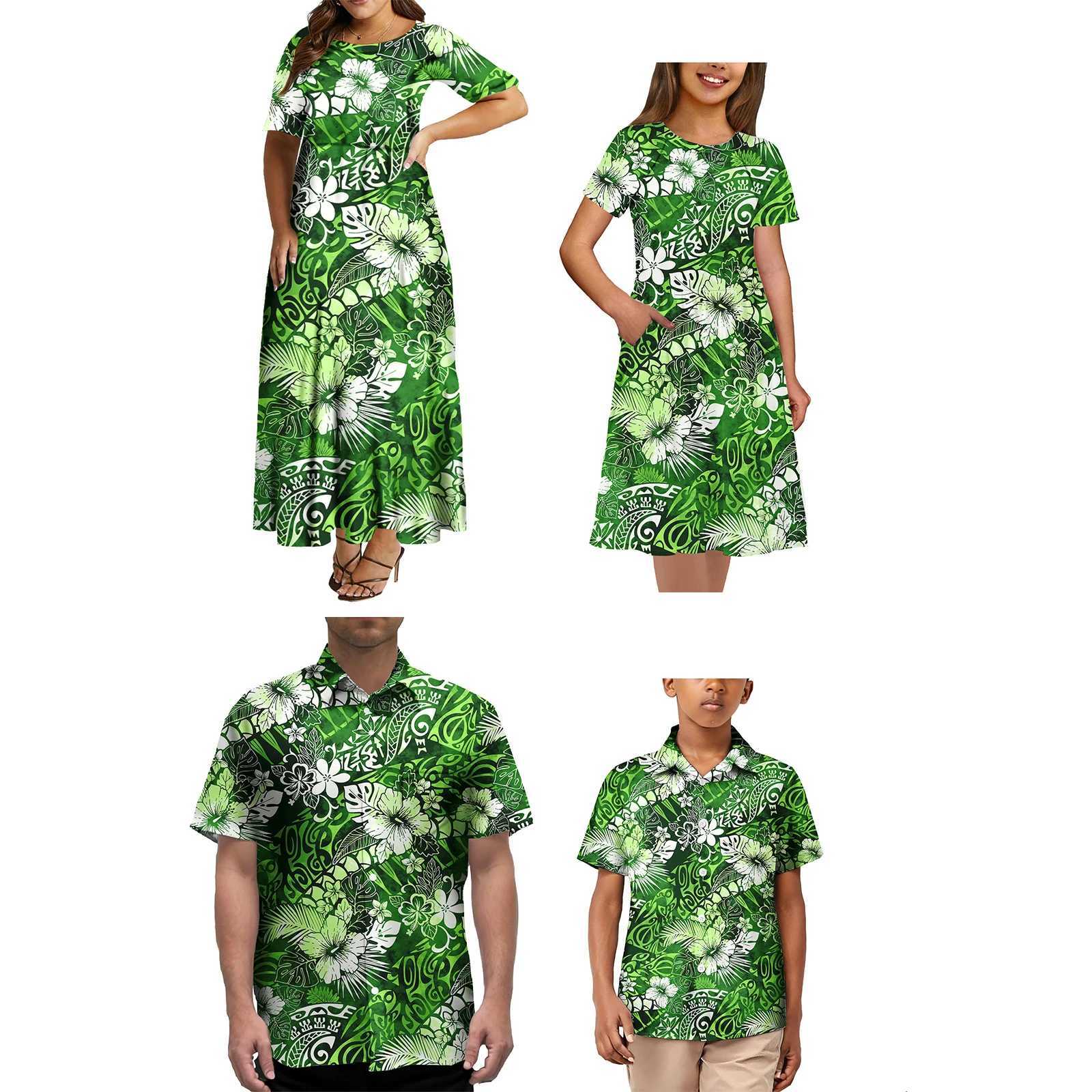4PCS Set Family Matching Clothes Polynesian Tribal Design Matching Set For Family Matching Clothes Set W250207