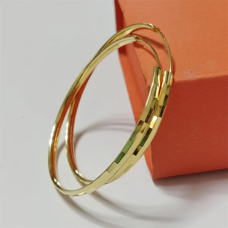 Senlissi -18K Golden Round Hoop Earrings For Women 925 Sterling Silver 3/4/5/6CM Fashion Party Jewelry Accessories L012 250207