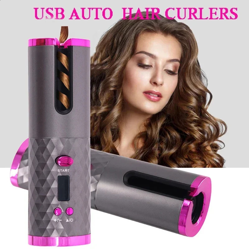 Automatic Hair Culers 3 Color Option USB Charging Portable Wireless Rotate Hair Curler Auto Hair Curling Iron Anti Scalding 250206