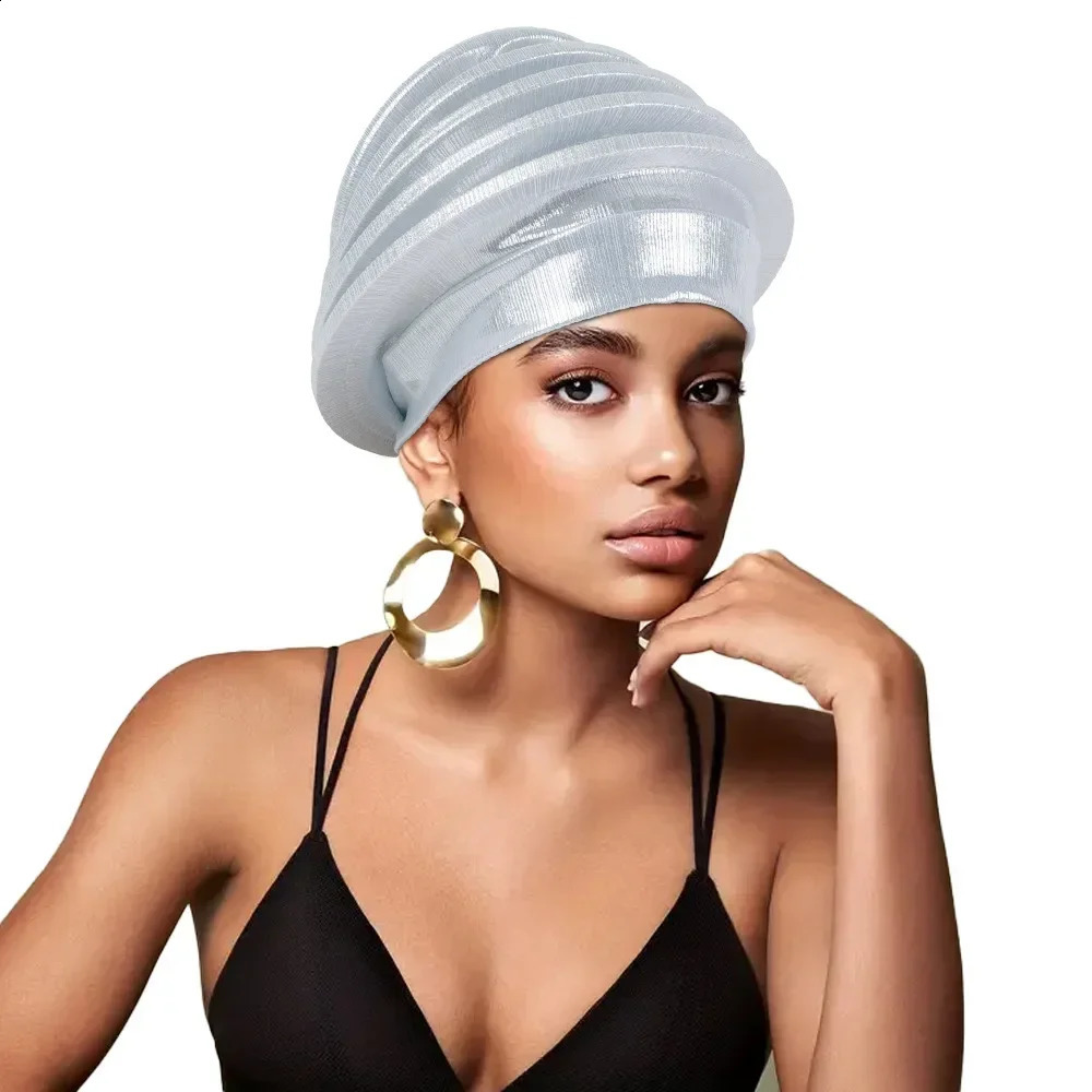2025 Elegant Spiral Beret for Women Afrcian Head Wraps Female Turban Nigeria Headpiece Wedding Party Auto Gele Headties Cap Hat 250207