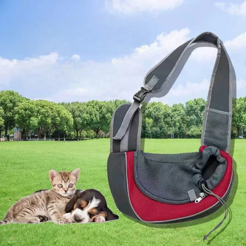 Portable Pet Front Bag Dog Backpack Mesh Breathable Pet Shoulder Bag Outgdoor Travel Puppy Slings Handbag Tote Pouch 250206