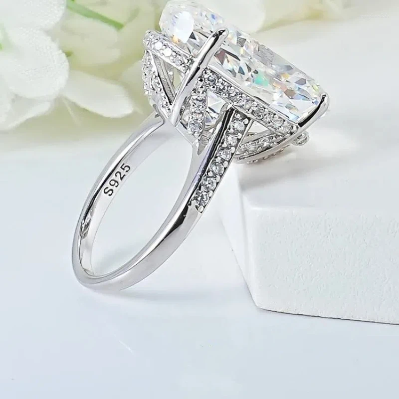 Cluster Rings Big Luxury Lab Diamond Ring 20ct Vintage Silver 925 Jewelry For Women