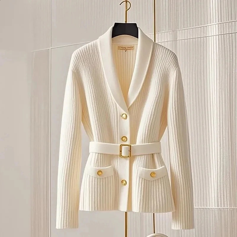Autumn/Winter 2025 Loose Unique Lazy Wind Womens Knitting Cardigan Sweater Jacket Long-Sleeved Advanced Ladies Sweater Coat 250206