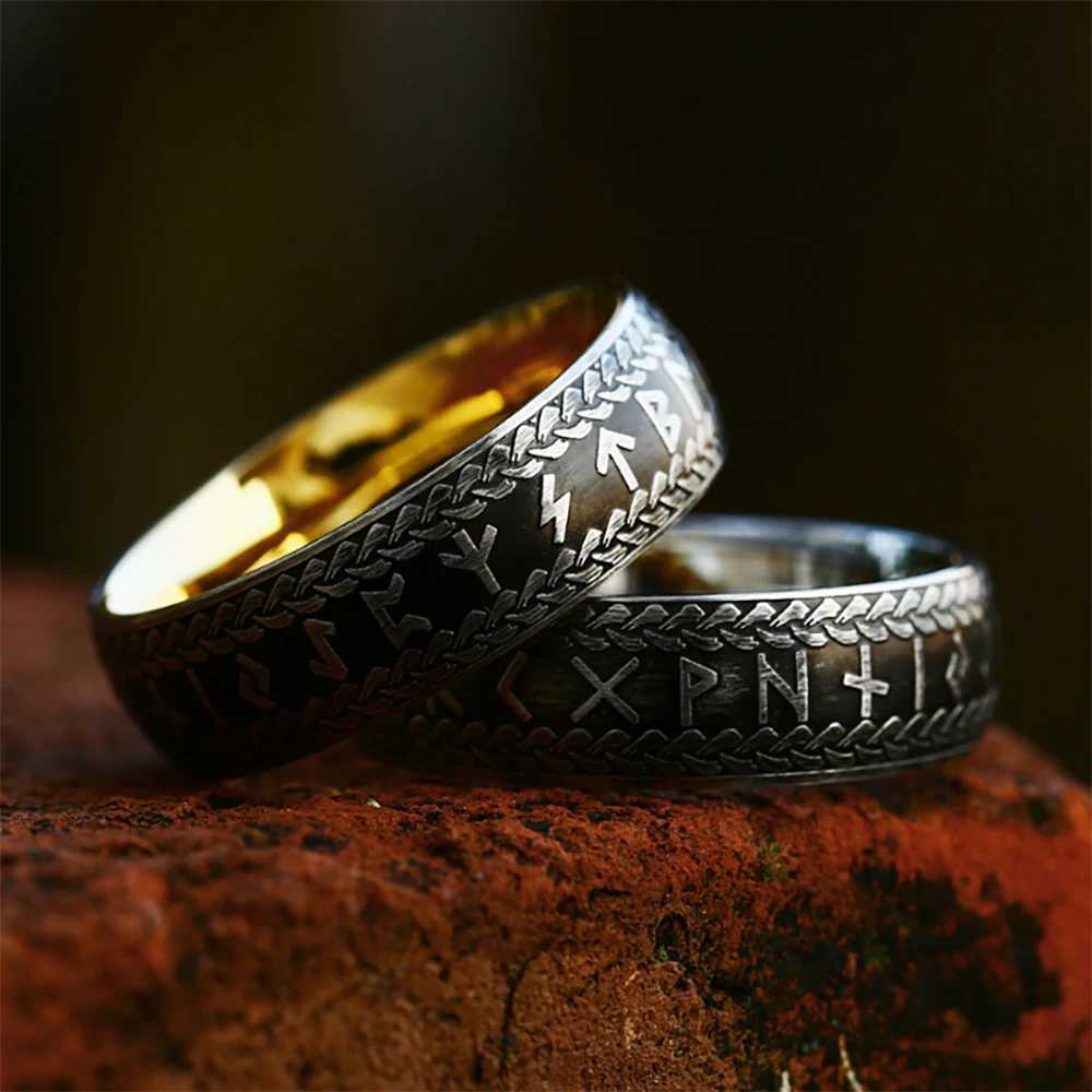 Fashion Vintage Nordic Viking Rune Rings for Men Women 316L Stainless Steel Simple Couple Amulet Ring Jewelry Gifts Dropshipping W250207