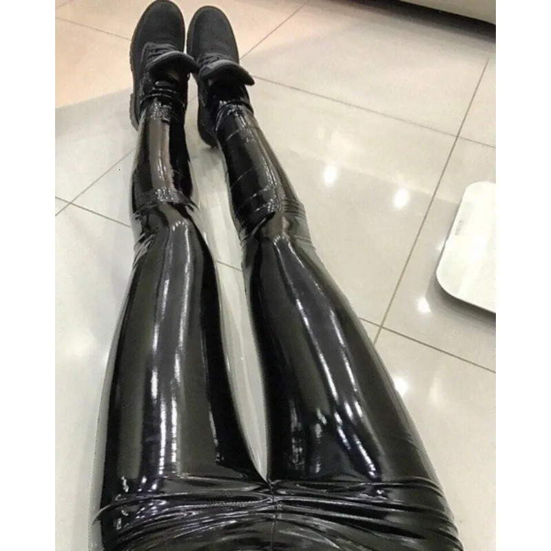 Bright Pu Pants Women Black Slim Leather Pants Sexy Hip Liftting Yoga Fitness Leggings Running Casual Fashion Pu Pants 250207