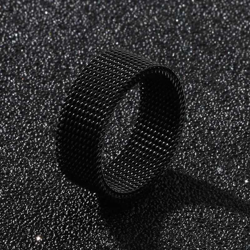 2023 New 8mm Wide Stainless Steel Rings Titanium Couple Rings Deformable Mesh Accessories for Women Men Jewelry Wedding Gift W250207