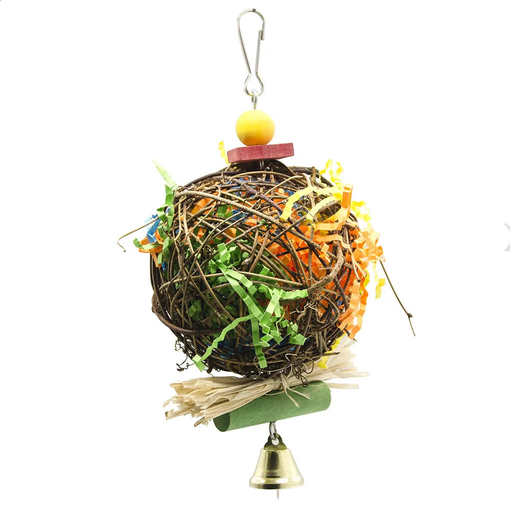 Parrot Shredder Toy Dry Anti-biting Parrot Cage Foraging Toy Chewing Toy with Bell Parrots Toys And Bird Accessories For Pet Toy 250206