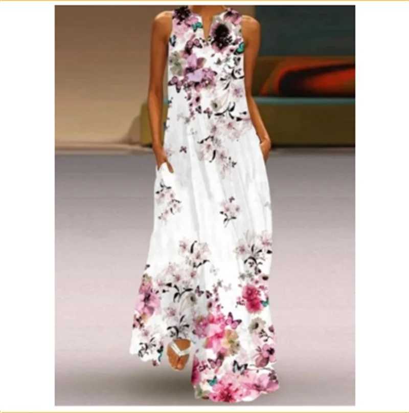 Ladies Summer Long Dress Floral Sveless 3D Print Ele Party Dresses For Women 2024 Casual Beach Women Dress Spring ClothesXJ2500207