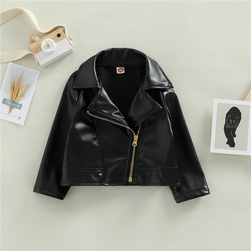 Kid Boys Leather Jacket Solid Color Girls Coats Kids Casual Style Children Jackets Spring Autumn Clothes For Boys 250206