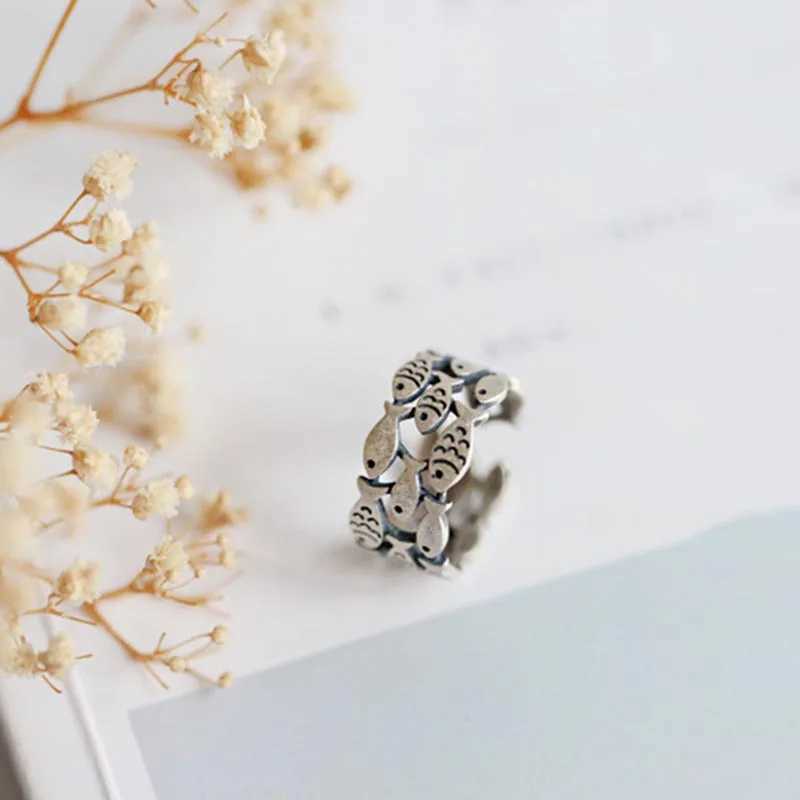XIYANIKE Silver Color Handmade Engagement Rings for Women Wedding Couple Creative Design Cute Fishes Jewelry Adjustable W250207