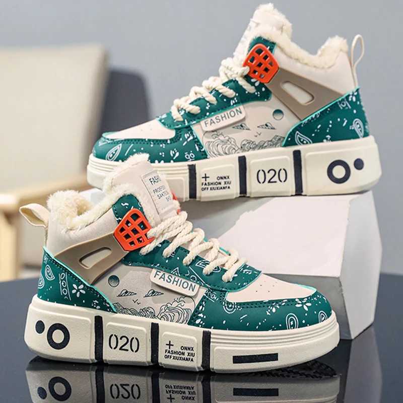 Kids Sneakers Winter Warm Plush Walking Shoes High-top Comfortable Fashion Casual Flat Tennis Shoes Childrens Boots for Boy W250207