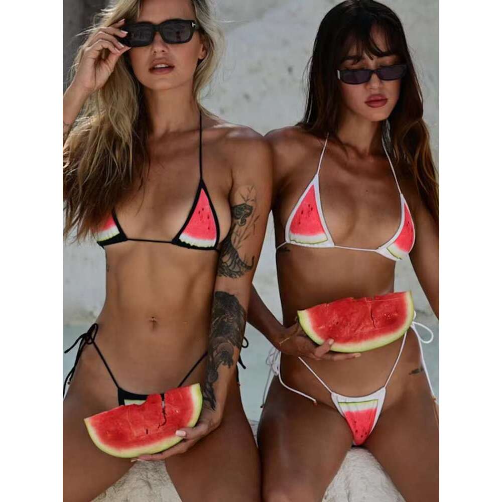 Bandage Bikini Set For Women Watermelon Print Swimwear Bathing Suit Swimsuit Sexy Two Piece Suits Beachwear 2025 Biquini