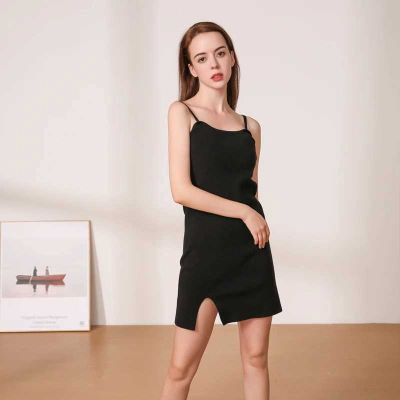 Knitted Dress 2024Clothes Sweater Dresses Ladies Korean Fashion Clothing Robe Ele Women Black Tight Casual Vintage PregnantXJ2500207