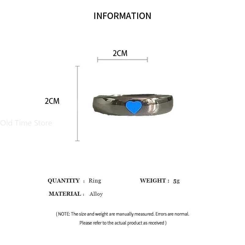 Blue Pink Luminous Ring For Couple Creative Love Heart Index Finger Ring Glowing In The Dark Rings Jewelry Valentines Day Gift W250207