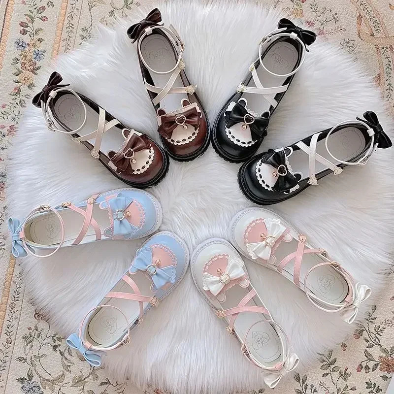 Ankle Buckle Strap Sweet Sandal Japanese Style Bow Kawaii Chic Round Toe Shoes Summer College Cute 250118