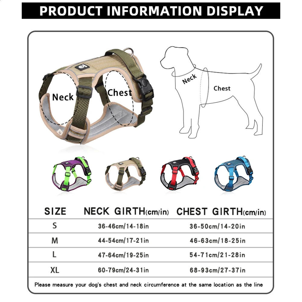 Medium Large Dog Harnesses Collar Labrador Army Reflective Adjustable Harness Oxford Cloth Pet Vest Training Hound Walk the Dog 250206