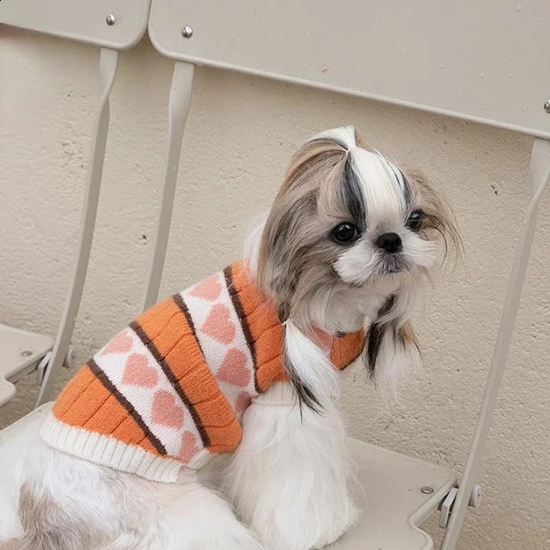 Autumn Winter Love Arctic Velvet Sweater Vest Pet Clothes Cats and Dogs Costumes Teddy Bichon Jacket Dog Clothes for Small Dogs 250206