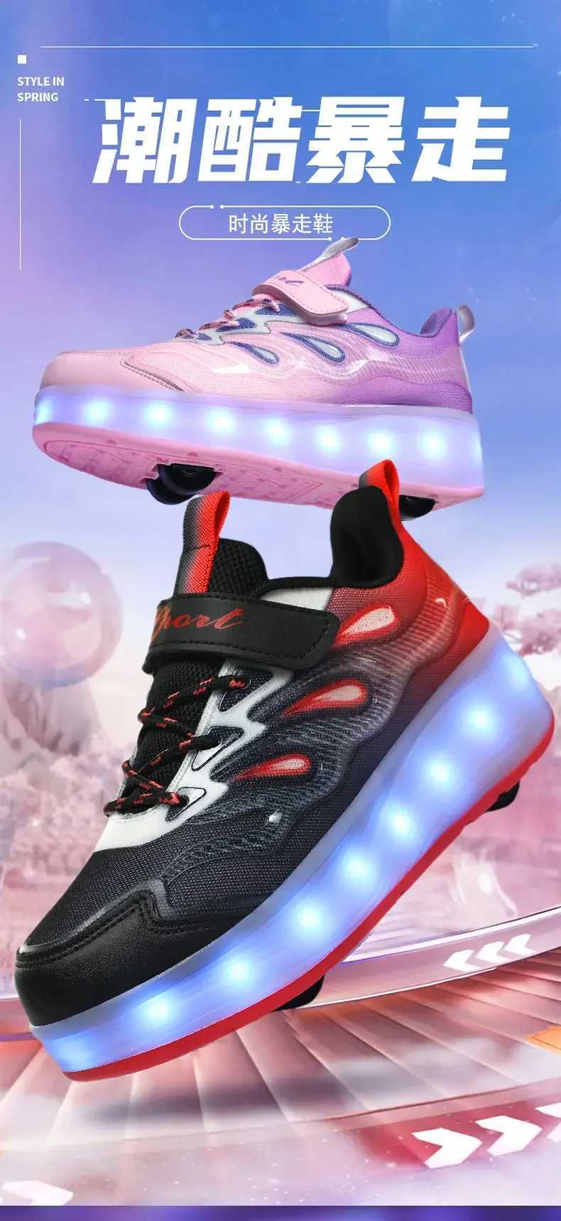 Fashion Roller Skate Shoes Kids Children Casual Sports Toy Gift Games Boys 4 Wheels Sneakers Girls Boots Ultra Light Rollerskate W250207