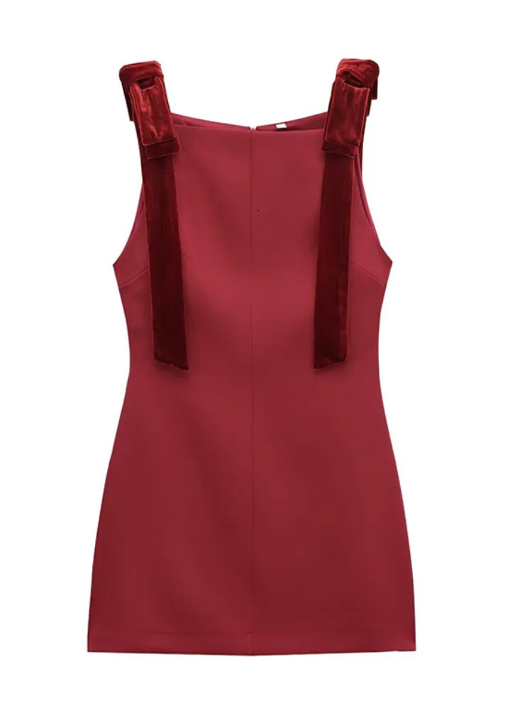 Fashion Velvet Sling Patchwork Mini Dress For Women Elegant Sleeveless Backless Short Party Lady Christmas Evening 250206