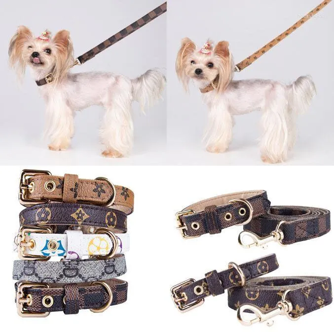 Adjustable PU Leather Dog Collar with Letter & Flower Pattern for Cats - Stylish and Durable