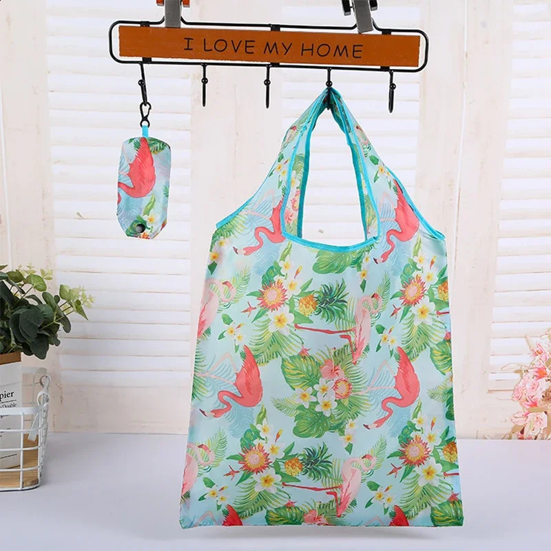Fashion Floral Animal Plant Patterns Reusable Shopping Bags Foldable Bag Travel Portable Shoulder Storage Hand 250121