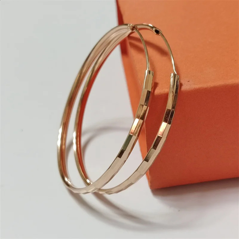 Senlissi -18K Golden Round Hoop Earrings For Women 925 Sterling Silver 3/4/5/6CM Fashion Party Jewelry Accessories L012 250207