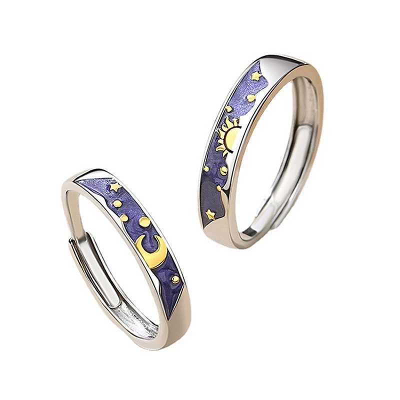 Creative Couple Rings Sun Moon Open Adjustable Light Luxury Finger Ring For Women Jewelry Accessories Birthday Gift W250207