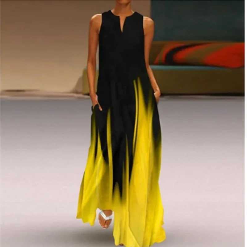 Women Dress Spring Summer Floral Printed Maxi Dresses Casual V-Neck Sveless Boho Beach Party Long Dress Flower Ladies RobeXJ2500207