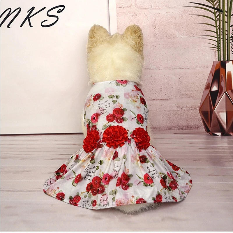 Pet Dog Clothes Valentines Day Dress for Dogs Clothing Cat Small Heart Print Spring Fashion Girl Chihuahua Pet Products 2024 250206
