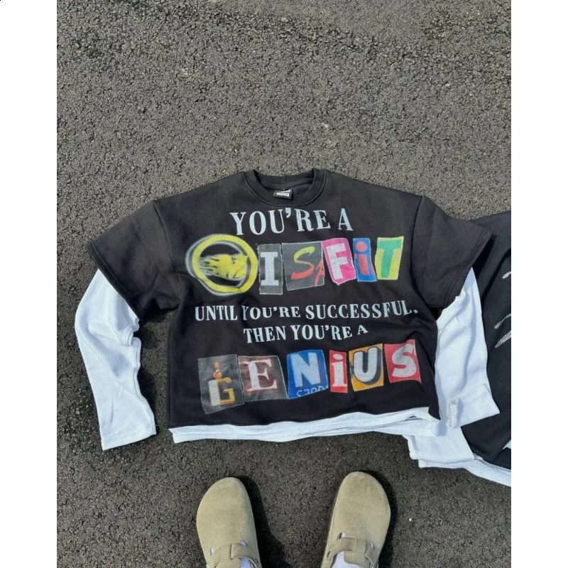 Y2K Fashion Long sleeved T shirt Hip Hop Dollar Printing Round Neck Oversized T shirt Men Women Casual Retro Tops Streetwear 250110