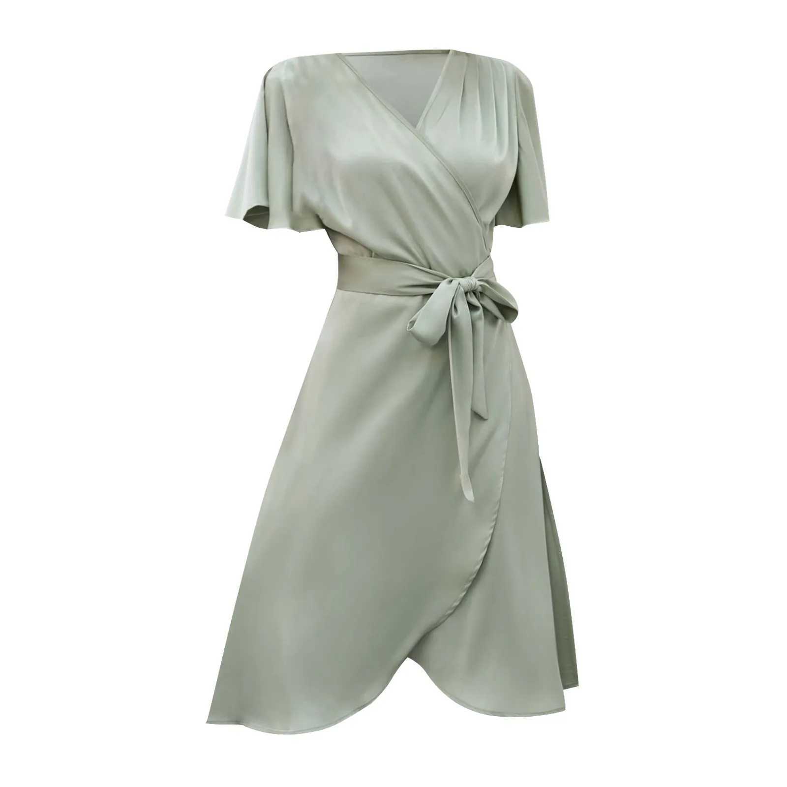 Spaghetti Ele Ladies Dresses Summer Sale Satin V Neck Slim Waist Dress Bell Sve Summer Dresses For Women Plus SizeXJ2500207