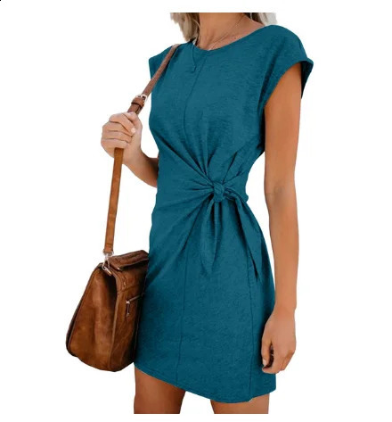 Pure Color Tiein Waist Pregnant Womens Dress Soft And Comfortable Cotton Spot Vestidos Gestante Pregnancy 250114