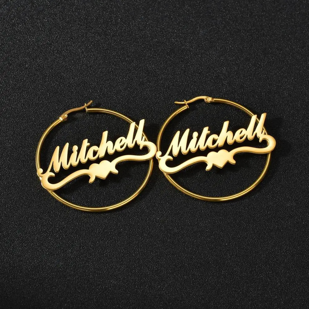 Atoztide Personalized Name High Quality Stainless Steel Letter Earrings Custom Name Cricle Earrings For Women Party Jewelry 250206