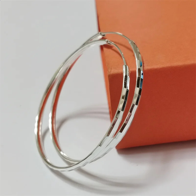 Senlissi -18K Golden Round Hoop Earrings For Women 925 Sterling Silver 3/4/5/6CM Fashion Party Jewelry Accessories L012 250207